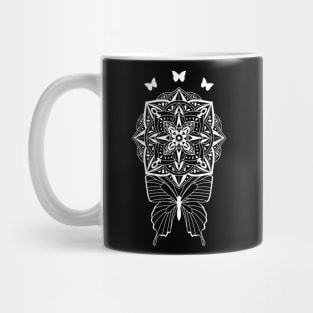 Butterfly and Mandala Silhouette Mug